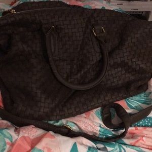 brown faux leather hobo bag